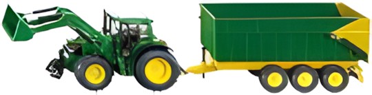 Siku John Deere mit Frontlader und Anhänger 1843