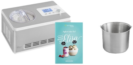 Springlane Kitchen Elisa 2-in-1 Eismaschine und Joghurtbereiter 2,0 l inkl. Edelstahl Zusatzbehälter