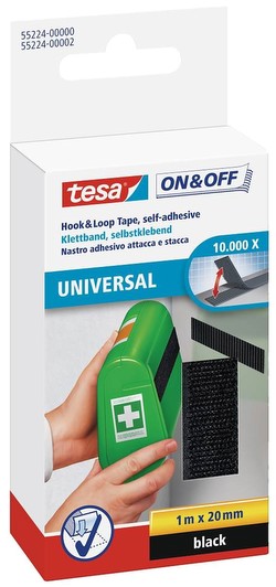Tesa On & Off Klettband 20 mm x 250 cm