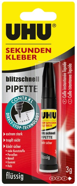 UHU Sekundenkleber blitzschnell Pipette 3 ml (45570) UHU Sekundenkleber blitzschnell Pipette 3 ml (45570)