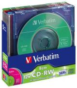 Verbatim CD-RW 8cm Colour 12x 5 Stk. 43555 Verbatim CD-RW 8cm Colour 12x 5 Stk. 43555