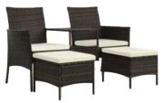 vidaXL 2-Sitzer-Gartensofa mit Tisch & Hocker (44451)
