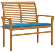 vidaXL Gartenbank mit Auflage Massivholz Teak 112 cm
