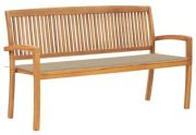 vidaXL Gartenbank mit Auflage Massivholz Teak 159 cm