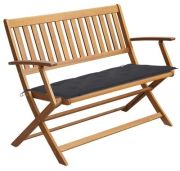vidaXL Gartenbank mit Auflage Massivholz Akazie 120 cm