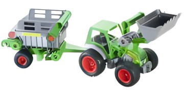 Wader Traktor mit Frontlader und Viehanhänger 39192